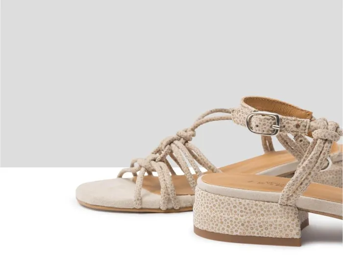 Audley Shoes Low Heel Leather Sandal Janisa Beige Women Medium Heel