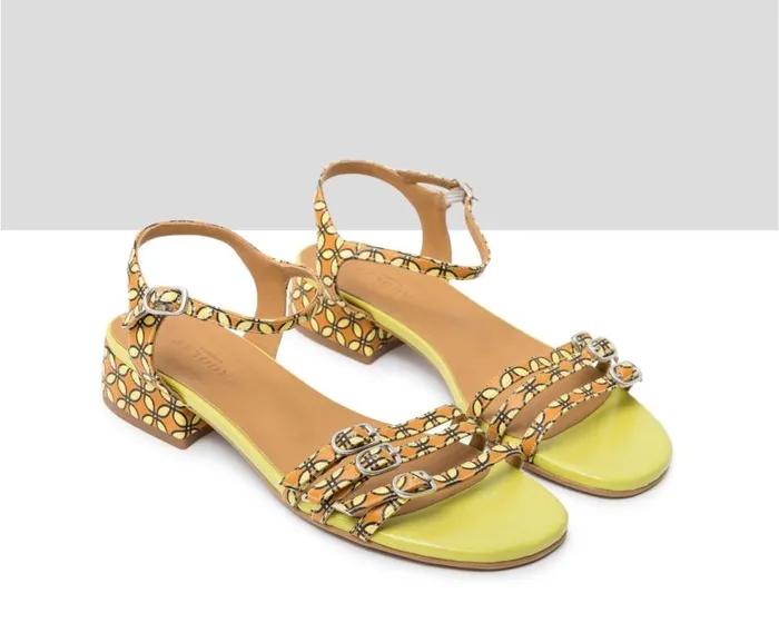 Audley Shoes Low Heel Leather Sandal Jazz Brown Women Medium Heel
