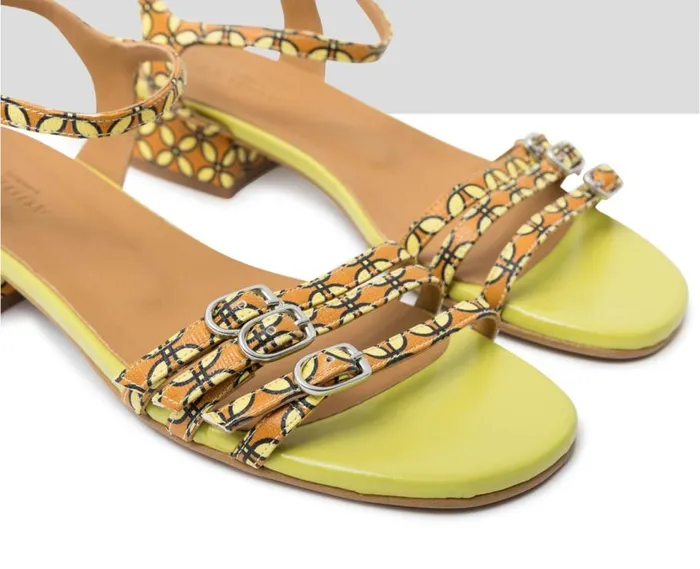 Audley Shoes Low Heel Leather Sandal Jazz Brown Women Medium Heel