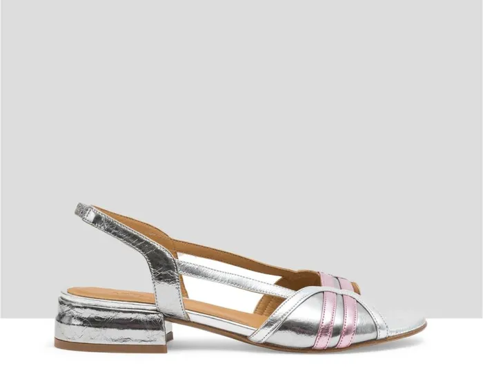 Audley Shoes Low Heel Leather Sandal Lila Metallic Women Flat