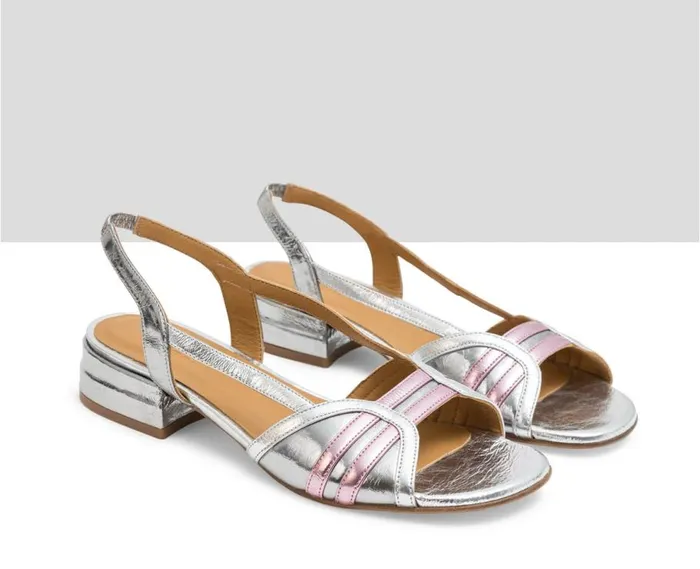 Audley Shoes Low Heel Leather Sandal Lila Metallic Women Flat