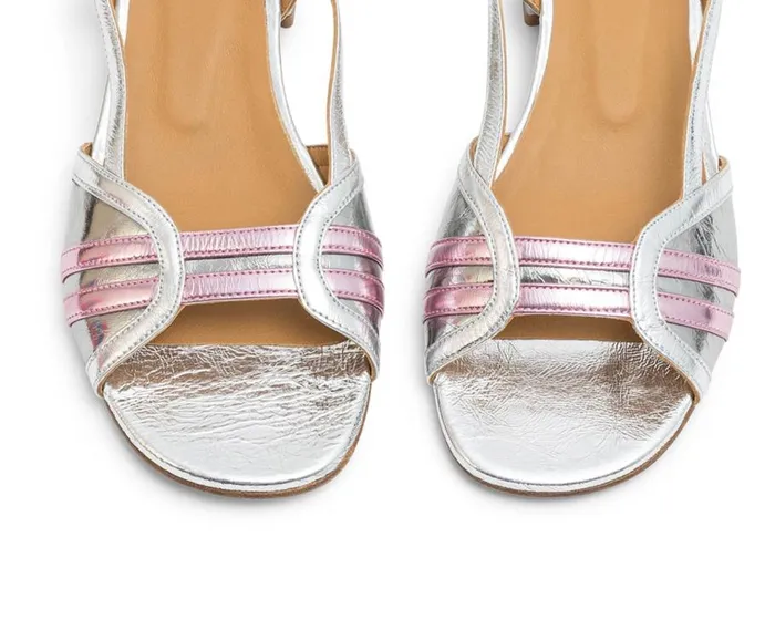 Audley Shoes Low Heel Leather Sandal Lila Metallic Women Flat