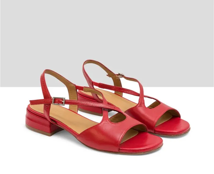 Audley Shoes Low Heel Leather Sandal Lore Red Women Flat