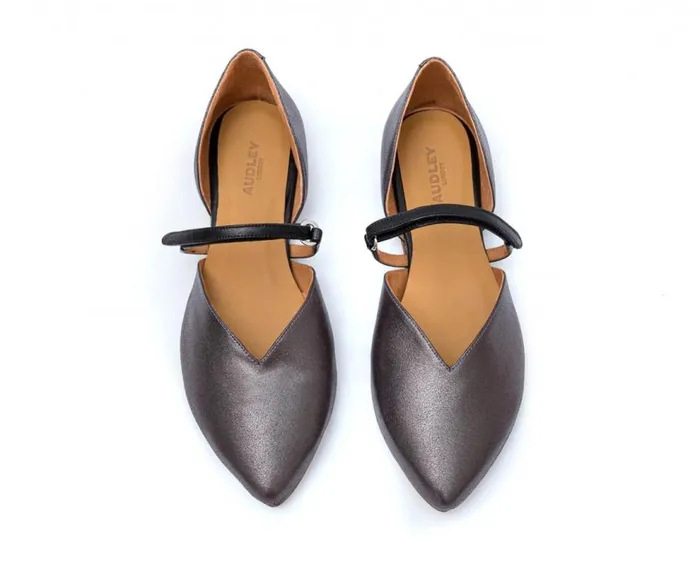 Audley Shoes Low Heel Leather Shoe Fiorella Metallic Women Low Heel