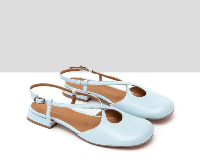 Audley Shoes Low Heel Leather Shoe Heaven Blue Women Medium Heel