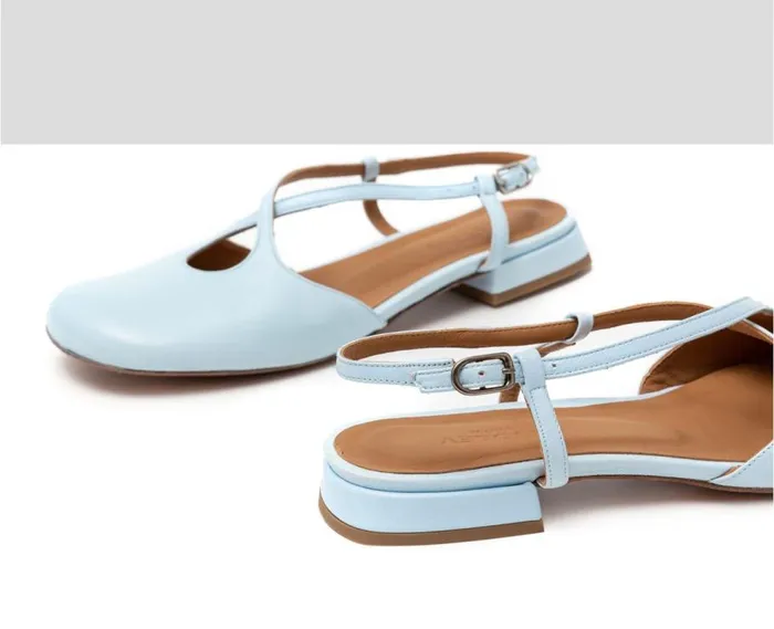 Audley Shoes Low Heel Leather Shoe Heaven Blue Women Medium Heel
