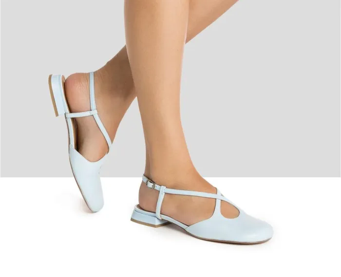 Audley Shoes Low Heel Leather Shoe Heaven Blue Women Medium Heel