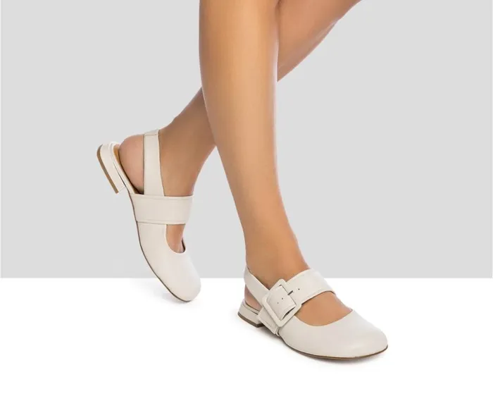 Audley Shoes Low Heel Leather Shoe Janit Beige Women Medium Heel
