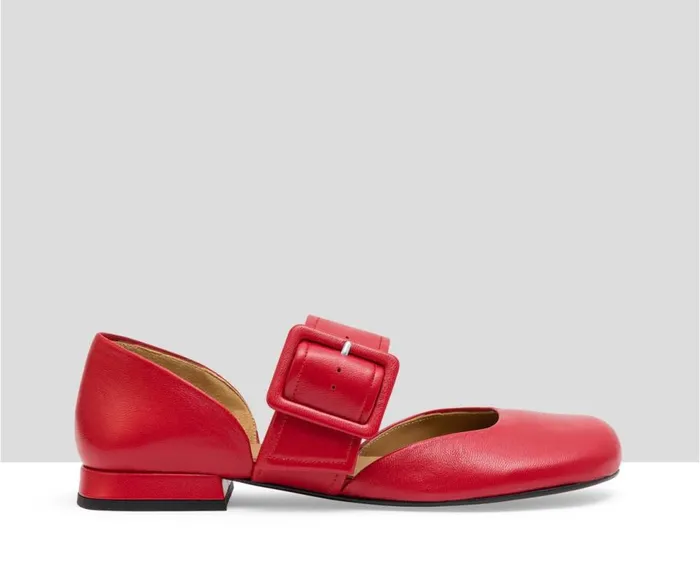 Audley Shoes Low Heel Leather Shoe Jaquelin Red Women Medium Heel