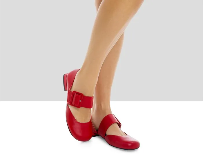 Audley Shoes Low Heel Leather Shoe Jaquelin Red Women Medium Heel