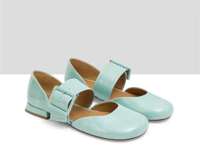 Audley Shoes Low Heel Leather Shoe Jasiel Blue Women Medium Heel