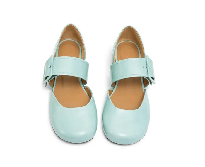 Audley Shoes Low Heel Leather Shoe Jasiel Blue Women Medium Heel