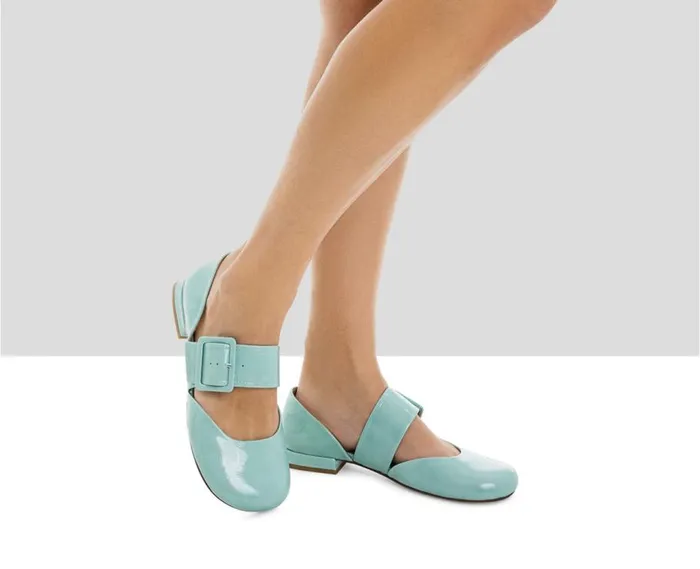 Audley Shoes Low Heel Leather Shoe Jasiel Blue Women Medium Heel