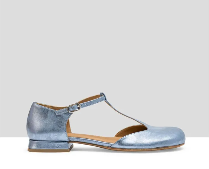 Audley Shoes Low Heel Leather Shoe Leila Blue Women Medium Heel
