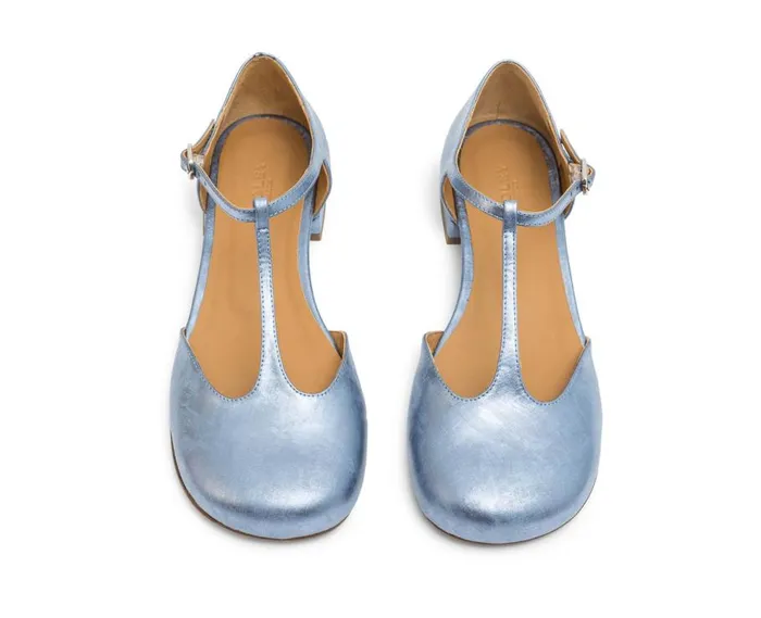 Audley Shoes Low Heel Leather Shoe Leila Blue Women Medium Heel