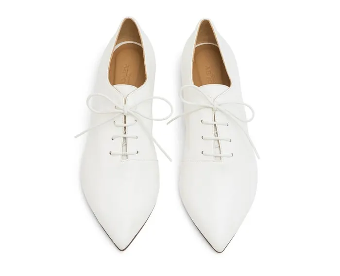 Audley Shoes Low Heel Leather Shoe Lika White Women Medium Heel