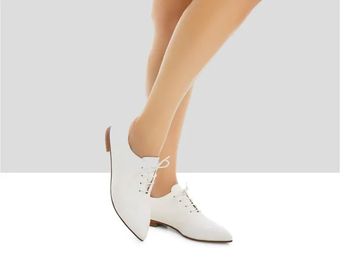 Audley Shoes Low Heel Leather Shoe Lika White Women Medium Heel