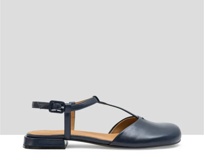 Audley Shoes Low Heel Leather Shoe Lumi Blue Women Medium Heel