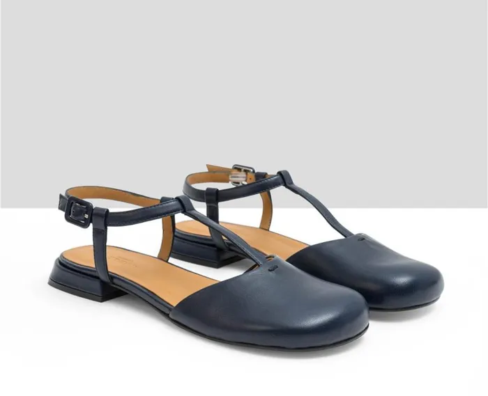 Audley Shoes Low Heel Leather Shoe Lumi Blue Women Medium Heel