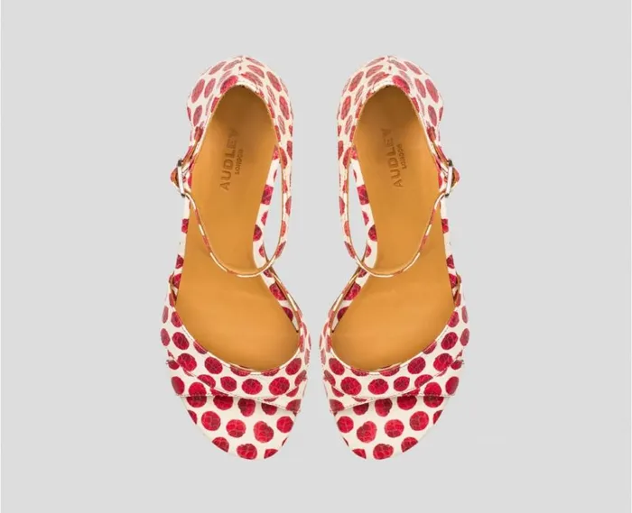 Audley Shoes Medium Heel Leather Sandal Belda Print Women Medium Heel