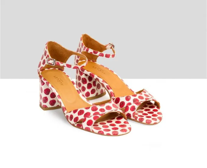 Audley Shoes Medium Heel Leather Sandal Belda Print Women Medium Heel