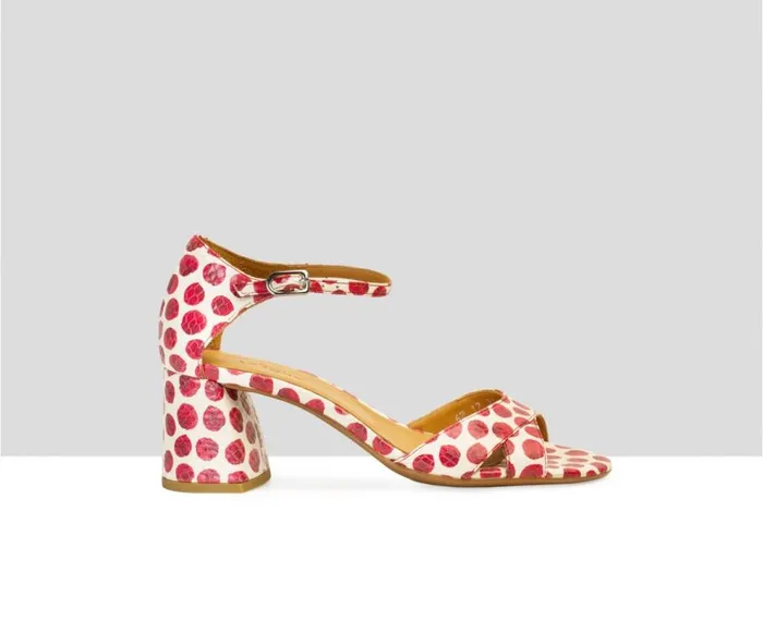 Audley Shoes Medium Heel Leather Sandal Belda Print Women Medium Heel