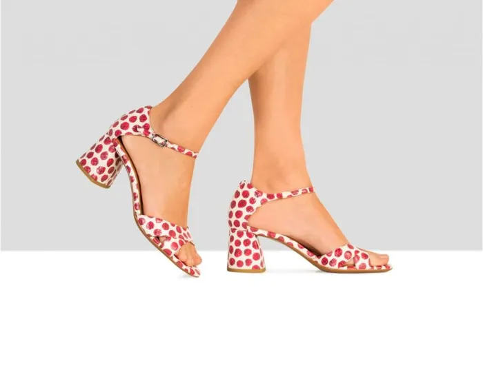 Audley Shoes Medium Heel Leather Sandal Belda Print Women Medium Heel