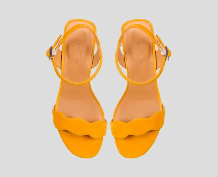 Audley Shoes Medium Heel Leather Sandal Daisuke Mustard Women Medium Heel