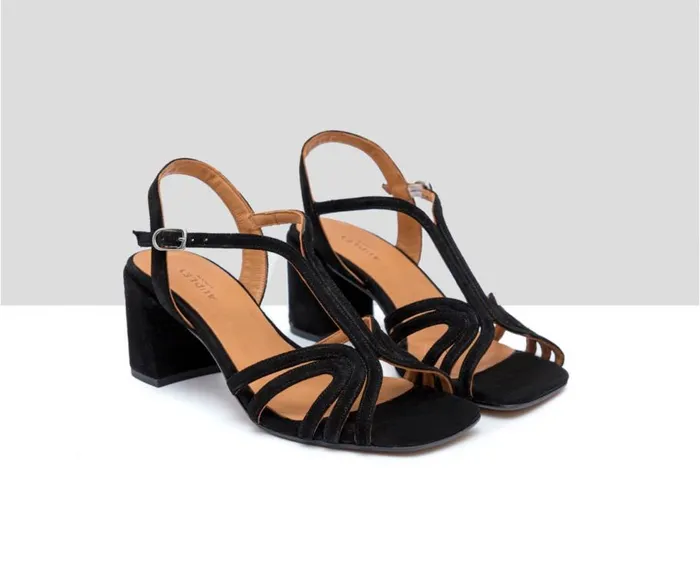 Audley Shoes Medium Heel Leather Sandal Fiama Black Women Medium Heel