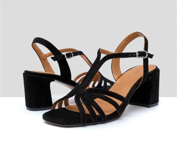 Audley Shoes Medium Heel Leather Sandal Fiama Black Women Medium Heel