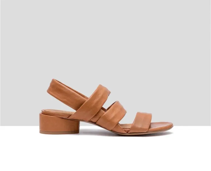 Audley Shoes Medium Heel Leather Sandal Fleur Brown Women Medium Heel