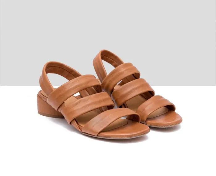 Audley Shoes Medium Heel Leather Sandal Fleur Brown Women Medium Heel