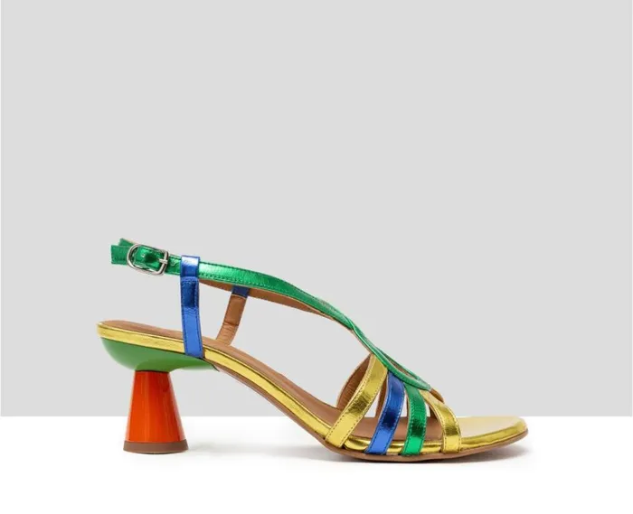 Audley Shoes Medium Heel Leather Sandal Hada Blue Women Medium Heel