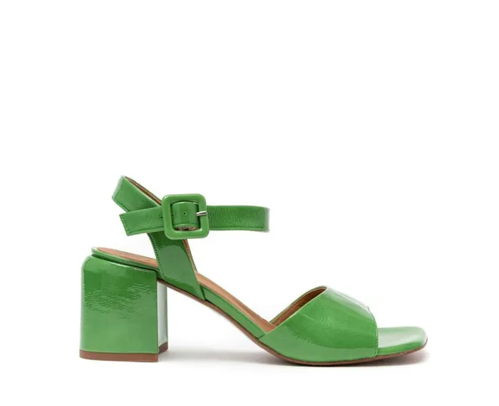 Audley Shoes Medium Heel Leather Sandal Hanin Green Women Medium Heel