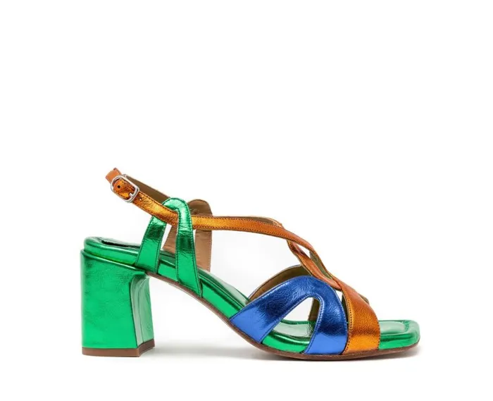 Audley Shoes Medium Heel Leather Sandal Hazel Blue Women Medium Heel