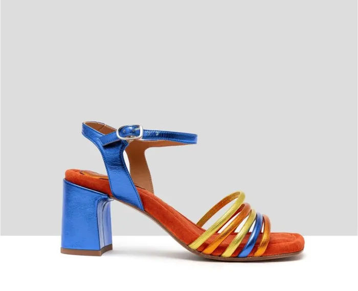 Audley Shoes Medium Heel Leather Sandal Hedy Blue Women Medium Heel