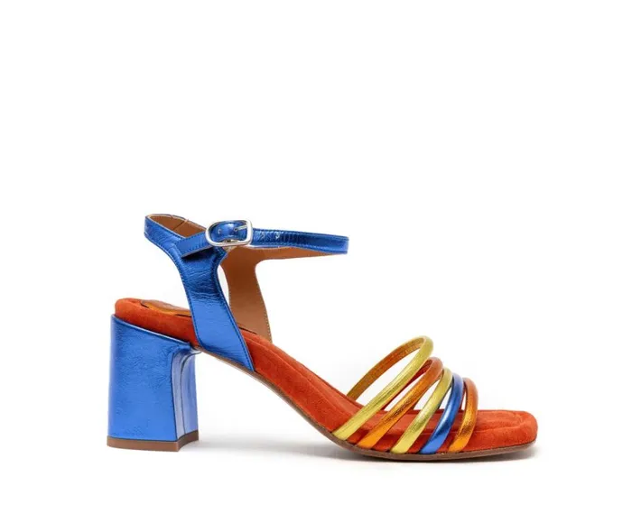 Audley Shoes Medium Heel Leather Sandal Hedy Blue Women Medium Heel