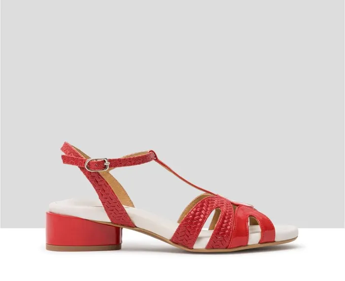 Audley Shoes Medium Heel Leather Sandal Hella Red Women Medium Heel