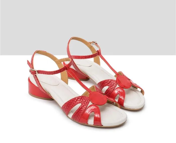 Audley Shoes Medium Heel Leather Sandal Hella Red Women Medium Heel