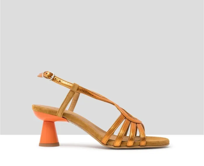 Audley Shoes Medium Heel Leather Sandal Helmi Metallic Women Medium Heel