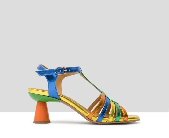 Audley Shoes Medium Heel Leather Sandal Herly Blue Women Medium Heel