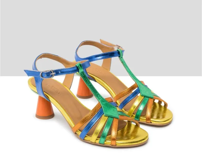 Audley Shoes Medium Heel Leather Sandal Herly Blue Women Medium Heel