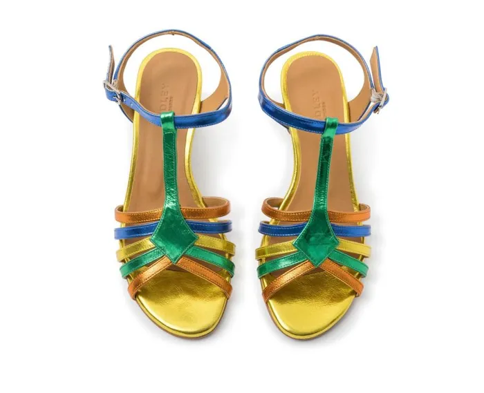 Audley Shoes Medium Heel Leather Sandal Herly Blue Women Medium Heel