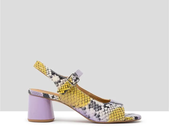 Audley Shoes Medium Heel Leather Sandal Huges Print Women Medium Heel
