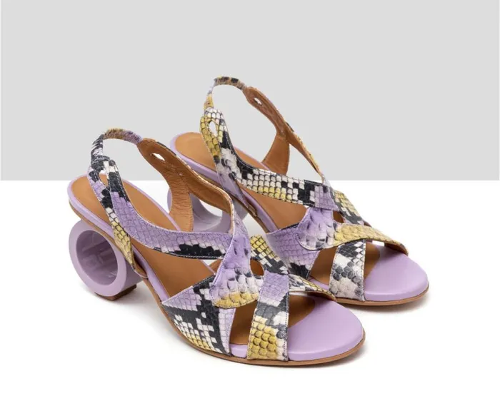 Audley Shoes Medium Heel Leather Sandal Hulya Print Women Medium Heel