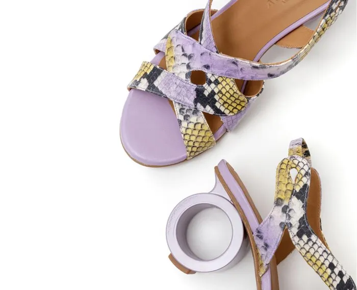 Audley Shoes Medium Heel Leather Sandal Hulya Print Women Medium Heel