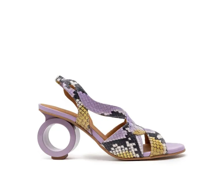 Audley Shoes Medium Heel Leather Sandal Hulya Print Women Medium Heel