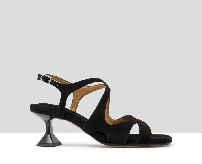 Audley Shoes Medium Heel Leather Sandal Jaidy Black Women Medium Heel