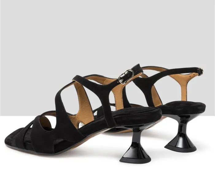 Audley Shoes Medium Heel Leather Sandal Jaidy Black Women Medium Heel