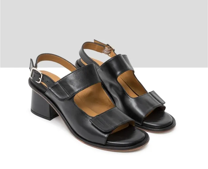 Audley Shoes Medium Heel Leather Sandal Jessie Black Women Medium Heel
